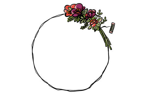 Illustrasjon av tredje steg for hvordan lage blomsterkrans