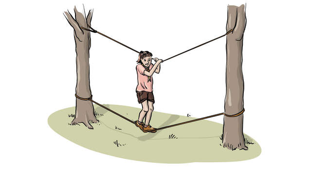 Illustrasjon av apebro i bruk. Illustrasjon av apebro i bruk.