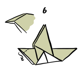 Illustrasjon av hvordan man bretter en due av et ark.