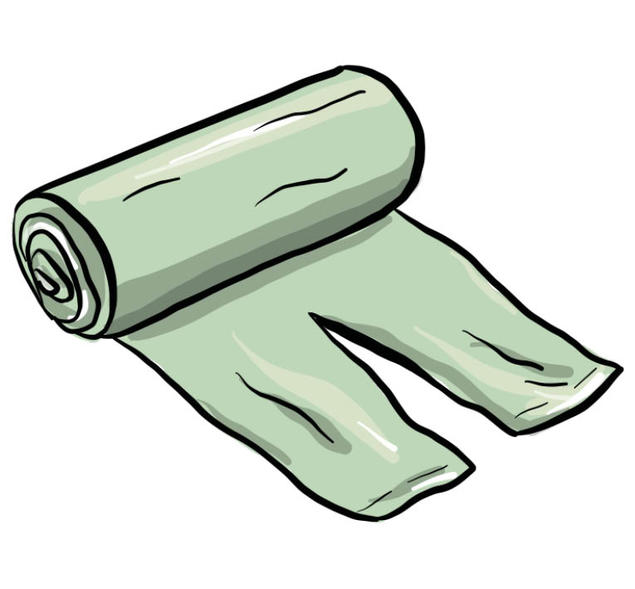Illustrasjon av en rull med avfallsposer. Illustrasjon av en rull med avfallsposer.
