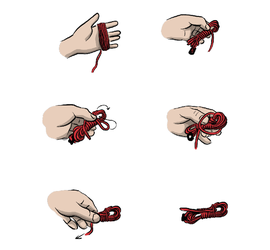 Illustrasjon av hvordan knyte en bardun. 