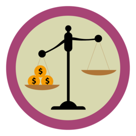 Illustrasjon av aktivitetsmerke Pengebruk for rovere.